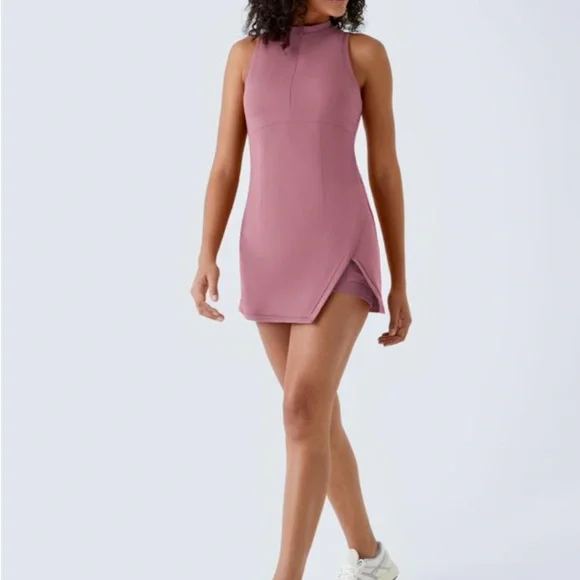 New! HALARA Zipper Racerback Split 2 piece Mini Tennis Active Dress - Picture 5 of 7